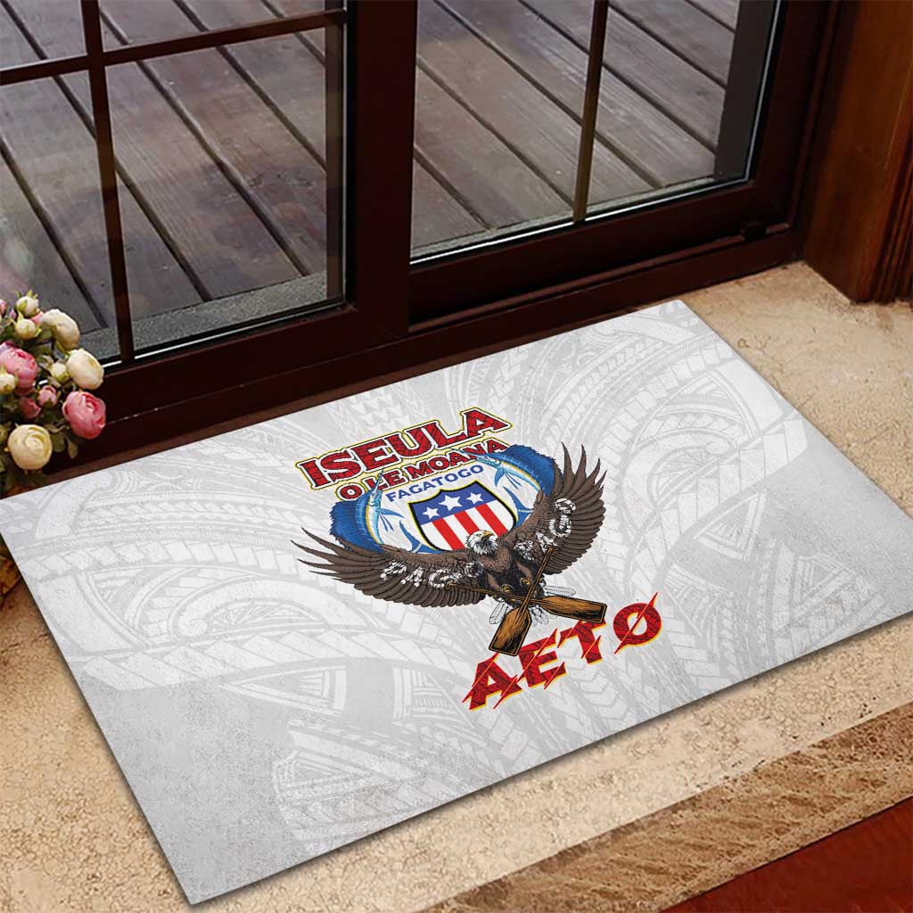 American Samoa Fautasi Rubber Doormat Pago Pago Aeto and Iseula o le Moana of Fagatogo White Color - Polynesian Pride