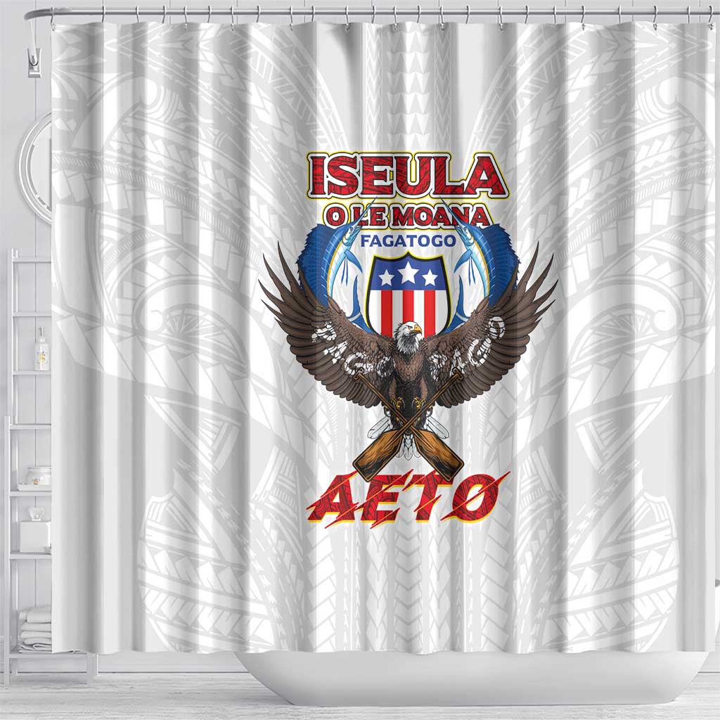 American Samoa Fautasi Shower Curtain Pago Pago Aeto and Iseula o le Moana of Fagatogo White Color - Polynesian Pride