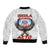 American Samoa Fautasi Sleeve Zip Bomber Jacket Pago Pago Aeto and Iseula o le Moana of Fagatogo White Color - Polynesian Pride