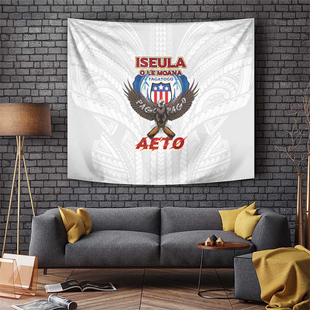 American Samoa Fautasi Tapestry Pago Pago Aeto and Iseula o le Moana of Fagatogo White Color LT03 White - Polynesian Pride