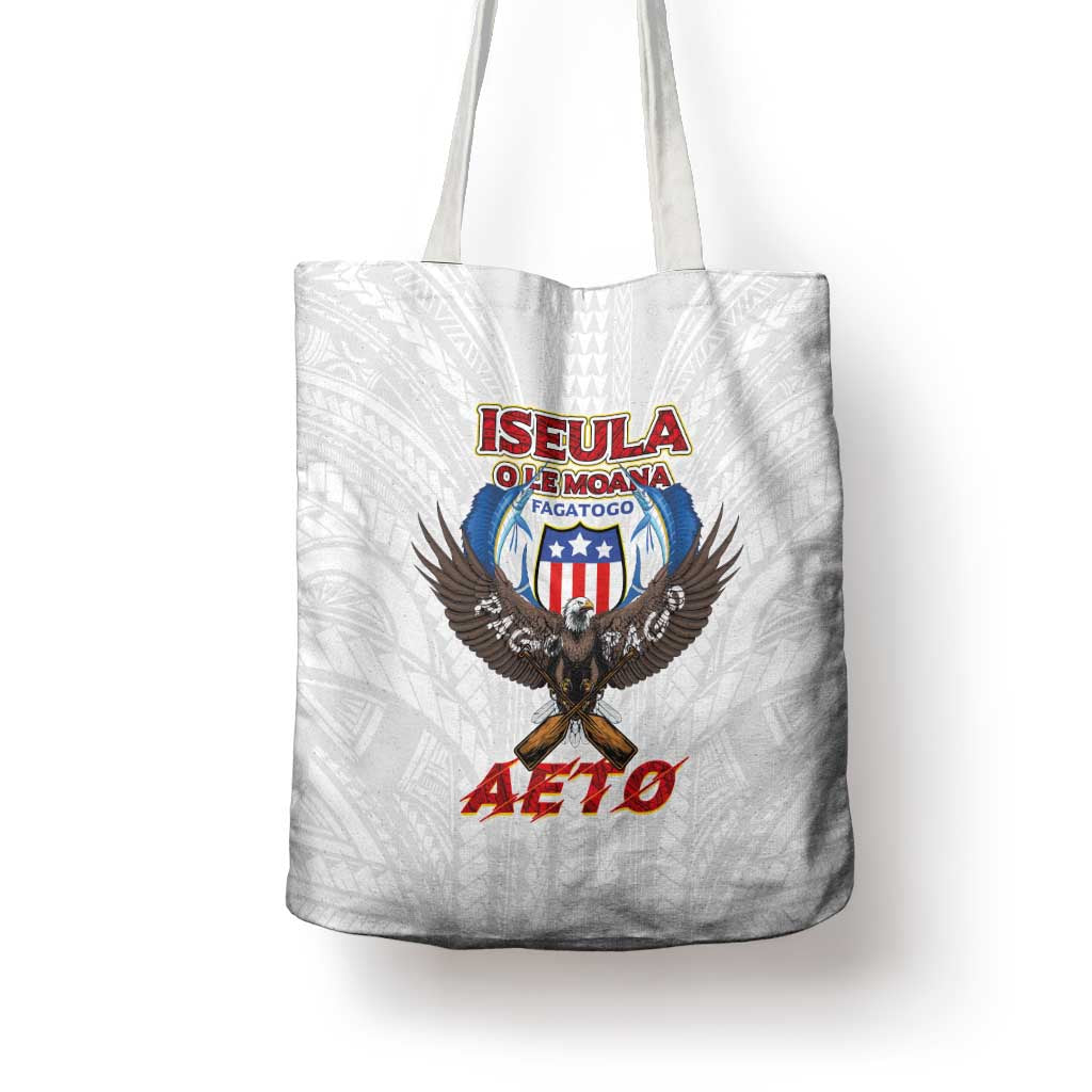 American Samoa Fautasi Tote Bag Pago Pago Aeto and Iseula o le Moana of Fagatogo White Color - Polynesian Pride