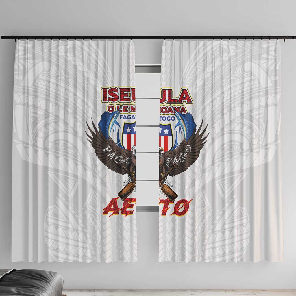 American Samoa Fautasi Window Curtain Pago Pago Aeto and Iseula o le Moana of Fagatogo White Color - Polynesian Pride