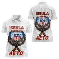American Samoa Fautasi Women Polo Shirt Pago Pago Aeto and Iseula o le Moana of Fagatogo White Color - Polynesian Pride