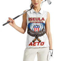 American Samoa Fautasi Women Sleeveless Polo Shirt Pago Pago Aeto and Iseula o le Moana of Fagatogo White Color - Polynesian Pride