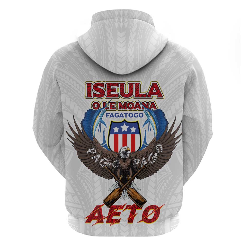 American Samoa Fautasi Zip Hoodie Pago Pago Aeto and Iseula o le Moana of Fagatogo White Color - Polynesian Pride