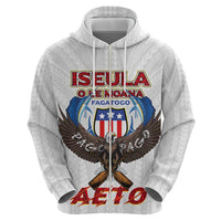 American Samoa Fautasi Zip Hoodie Pago Pago Aeto and Iseula o le Moana of Fagatogo White Color - Polynesian Pride