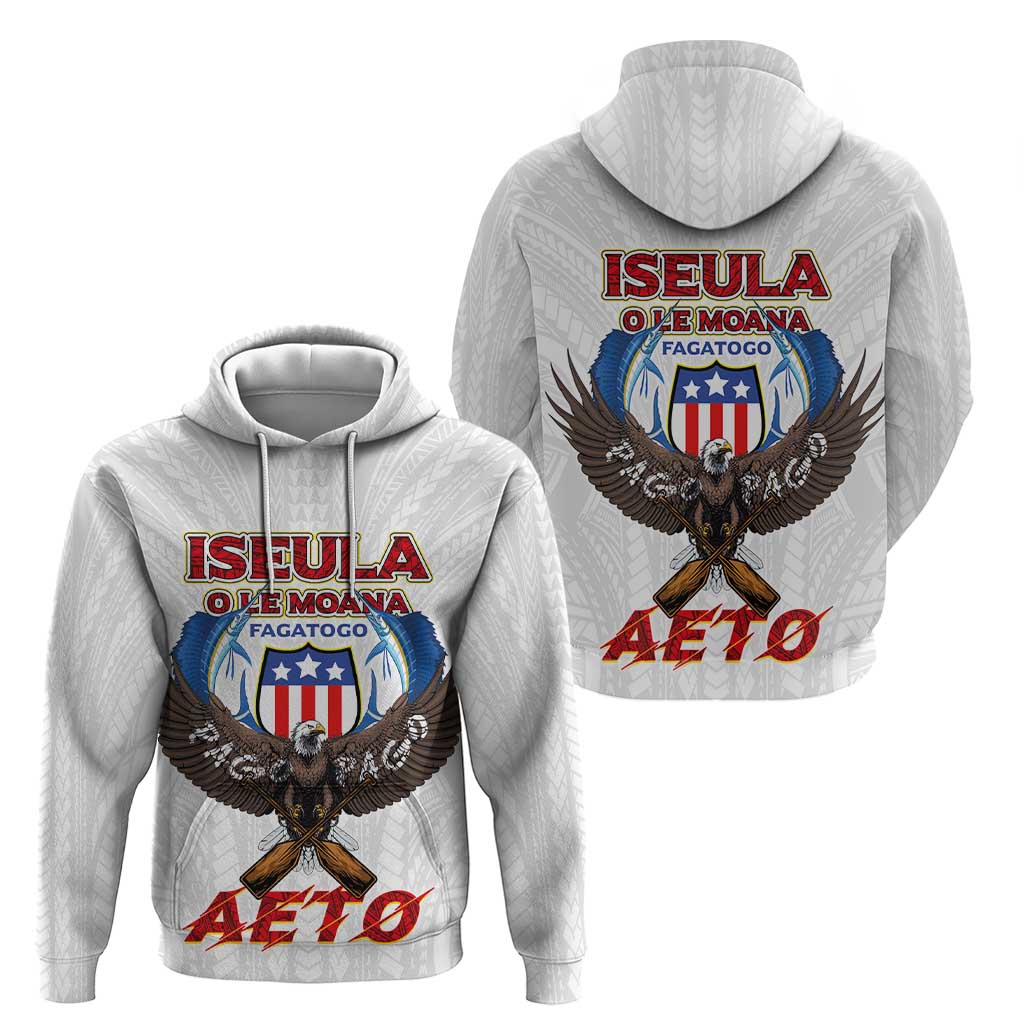 American Samoa Fautasi Zip Hoodie Pago Pago Aeto and Iseula o le Moana of Fagatogo White Color - Polynesian Pride