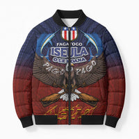 American Samoa Fautasi Bomber Puffer Jacket Pago Pago Aeto and Iseula o le Moana of Fagatogo Red-Blue - Polynesian Pride