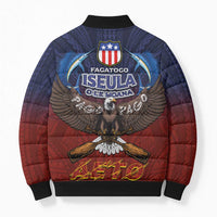 American Samoa Fautasi Bomber Puffer Jacket Pago Pago Aeto and Iseula o le Moana of Fagatogo Red-Blue - Polynesian Pride