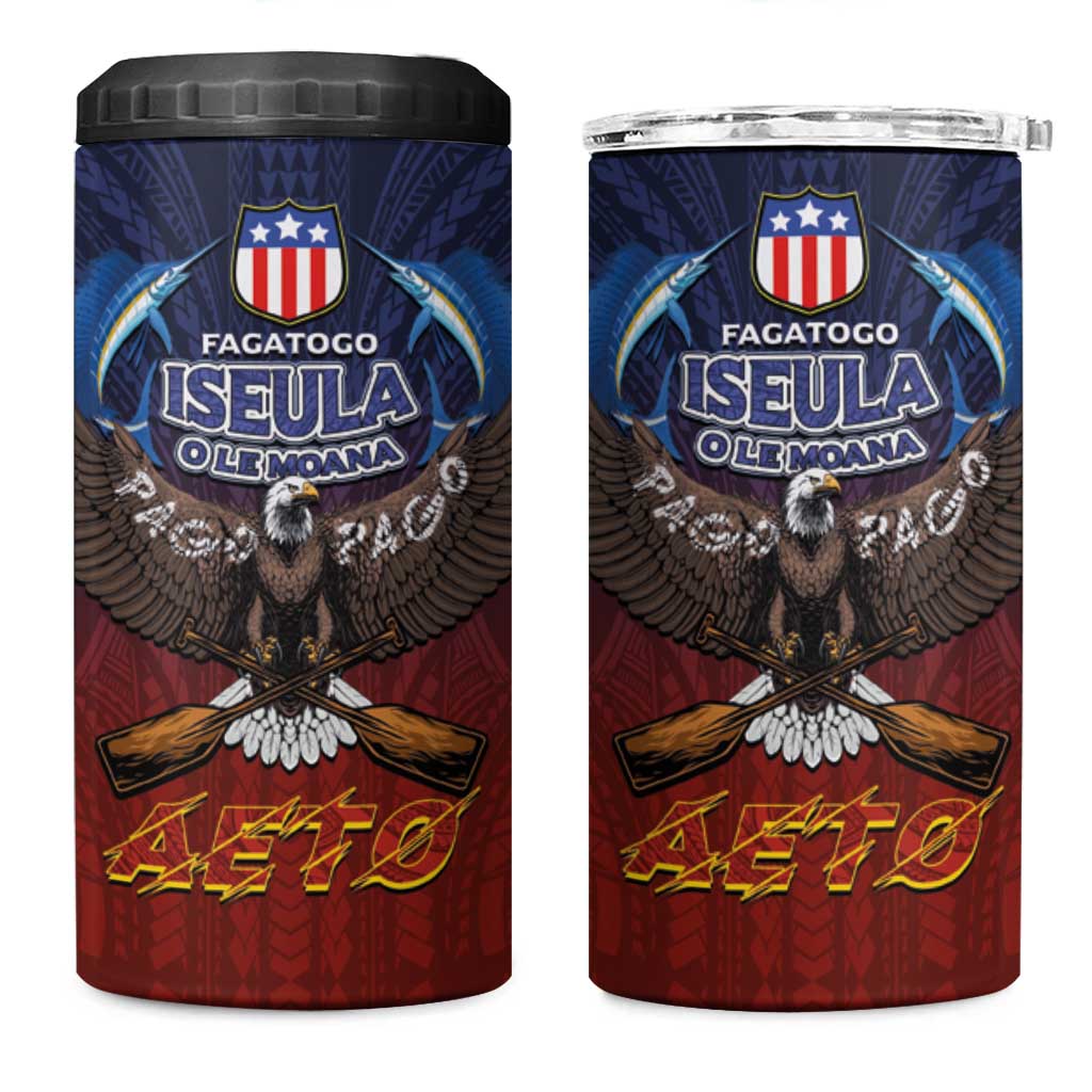 American Samoa Fautasi 4 in 1 Can Cooler Tumbler Pago Pago Aeto and Iseula o le Moana of Fagatogo Red-Blue - Polynesian Pride