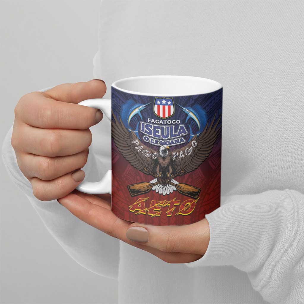 American Samoa Fautasi Ceramic Mug Pago Pago Aeto and Iseula o le Moana of Fagatogo Red-Blue - Polynesian Pride