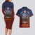 American Samoa Fautasi Couples Matching Long Sleeve Bodycon Dress and Hawaiian Shirt Pago Pago Aeto and Iseula o le Moana of Fagatogo Red-Blue - Polynesian Pride
