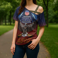 American Samoa Fautasi Cross Shoulder Shirt Pago Pago Aeto and Iseula o le Moana of Fagatogo Red-Blue - Polynesian Pride