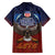 American Samoa Fautasi Family Matching Tank Maxi Dress and Hawaiian Shirt Pago Pago Aeto and Iseula o le Moana of Fagatogo Red-Blue - Polynesian Pride