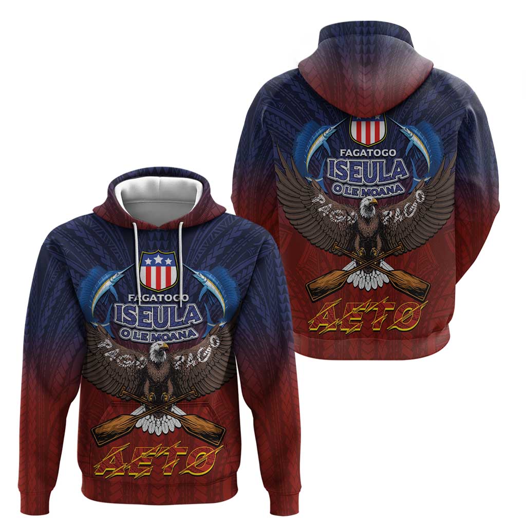 American Samoa Fautasi Hoodie Pago Pago Aeto and Iseula o le Moana of Fagatogo Red-Blue - Polynesian Pride