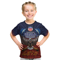 American Samoa Fautasi Kid T Shirt Pago Pago Aeto and Iseula o le Moana of Fagatogo Red-Blue - Polynesian Pride