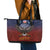 American Samoa Fautasi Leather Tote Bag Pago Pago Aeto and Iseula o le Moana of Fagatogo Red-Blue - Polynesian Pride