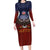 American Samoa Fautasi Long Sleeve Bodycon Dress Pago Pago Aeto and Iseula o le Moana of Fagatogo Red-Blue - Polynesian Pride