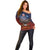 American Samoa Fautasi Off Shoulder Sweater Pago Pago Aeto and Iseula o le Moana of Fagatogo Red-Blue - Polynesian Pride