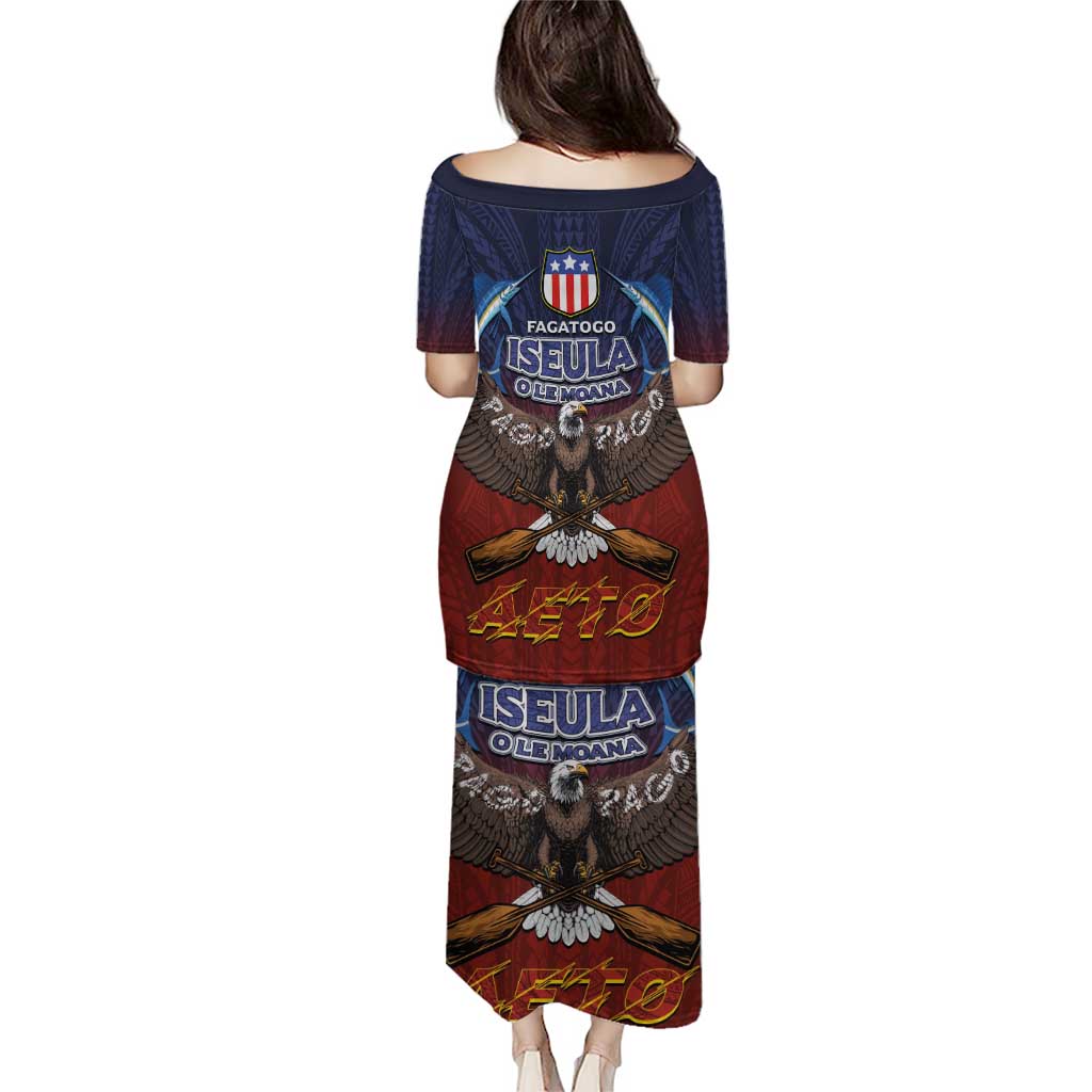 American Samoa Fautasi Puletasi Pago Pago Aeto and Iseula o le Moana of Fagatogo Red-Blue - Polynesian Pride