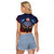 American Samoa Fautasi Raglan Cropped T Shirt Pago Pago Aeto and Iseula o le Moana of Fagatogo Red-Blue - Polynesian Pride