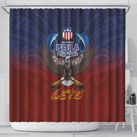 American Samoa Fautasi Shower Curtain Pago Pago Aeto and Iseula o le Moana of Fagatogo Red-Blue - Polynesian Pride