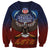 American Samoa Fautasi Sweatshirt Pago Pago Aeto and Iseula o le Moana of Fagatogo Red-Blue - Polynesian Pride