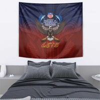 American Samoa Fautasi Tapestry Pago Pago Aeto and Iseula o le Moana of Fagatogo Red-Blue - Polynesian Pride