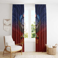American Samoa Fautasi Window Curtain Pago Pago Aeto and Iseula o le Moana of Fagatogo Red-Blue - Polynesian Pride
