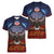 American Samoa Fautasi Women V-Neck T-Shirt Pago Pago Aeto and Iseula o le Moana of Fagatogo Red-Blue - Polynesian Pride