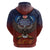 American Samoa Fautasi Zip Hoodie Pago Pago Aeto and Iseula o le Moana of Fagatogo Red-Blue - Polynesian Pride