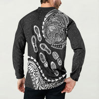 Hawaii Running Button Sweatshirt Polynesian Tribal Tattoo