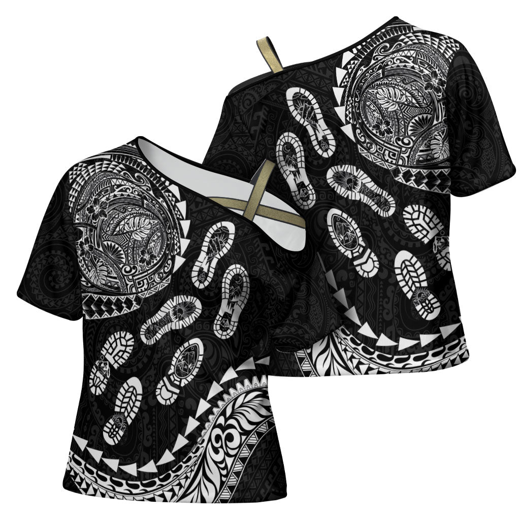 Hawaii Running Cross Shoulder Shirt Polynesian Tribal Tattoo