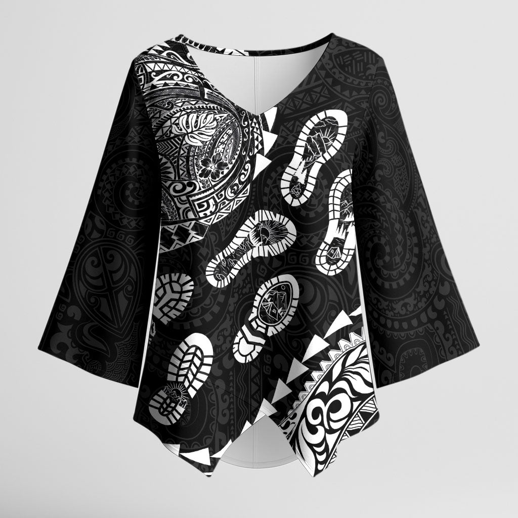 Hawaii Running Kimono Sleeve Blouse Polynesian Tribal Tattoo