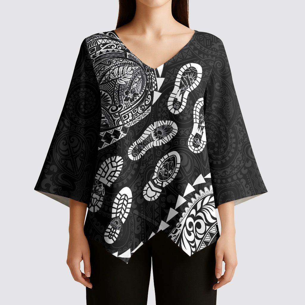 Hawaii Running Kimono Sleeve Blouse Polynesian Tribal Tattoo