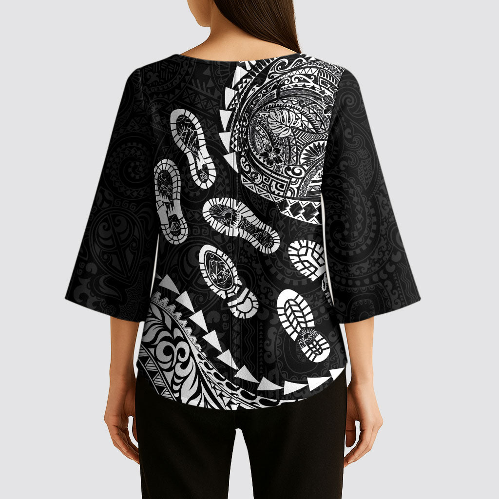 Hawaii Running Kimono Sleeve Blouse Polynesian Tribal Tattoo