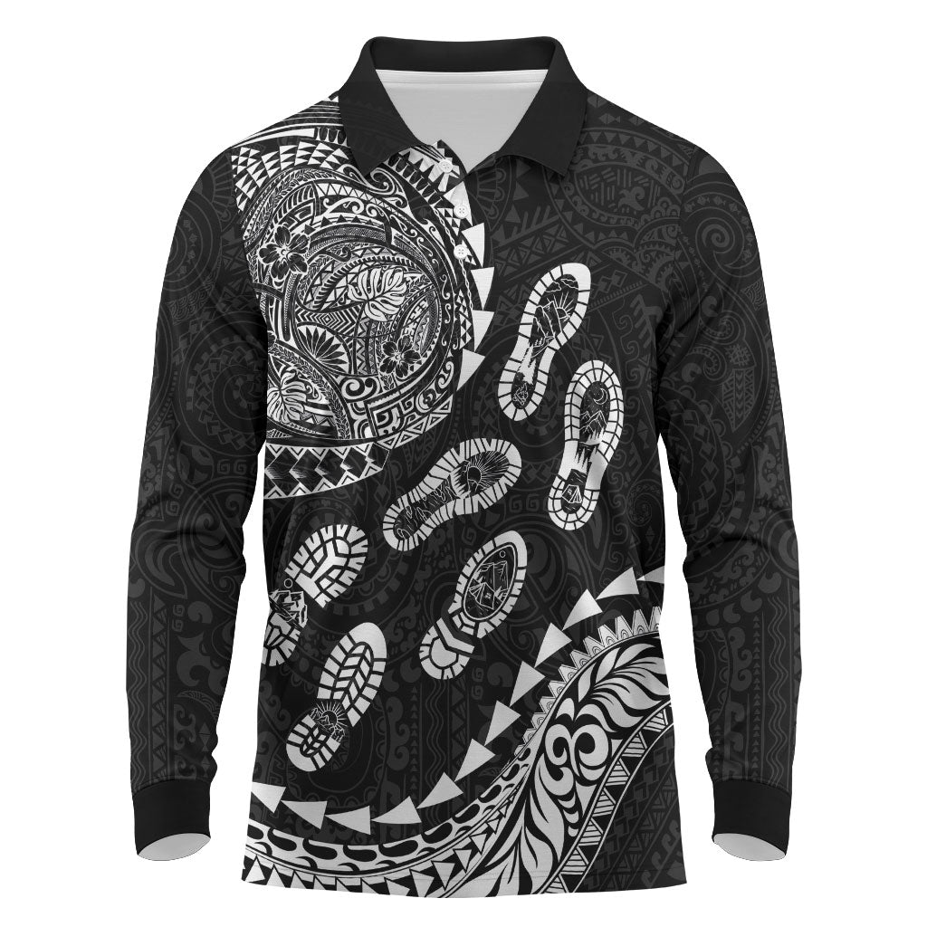 Hawaii Running Long Sleeve Polo Shirt Polynesian Tribal Tattoo