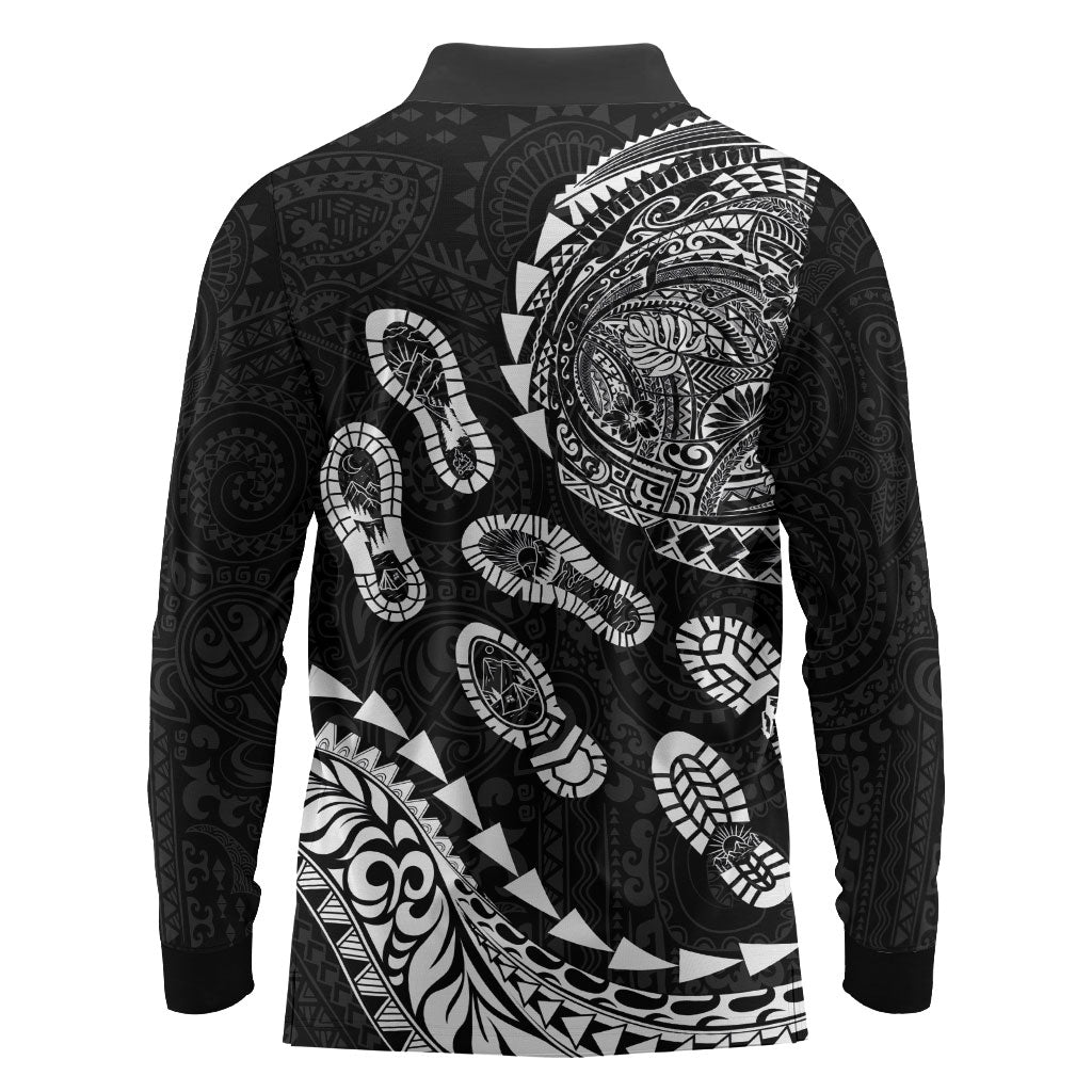 Hawaii Running Long Sleeve Polo Shirt Polynesian Tribal Tattoo