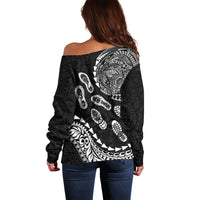 Hawaii Running Off Shoulder Sweater Polynesian Tribal Tattoo