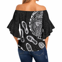 Hawaii Running Off Shoulder Wrap Waist Top Polynesian Tribal Tattoo