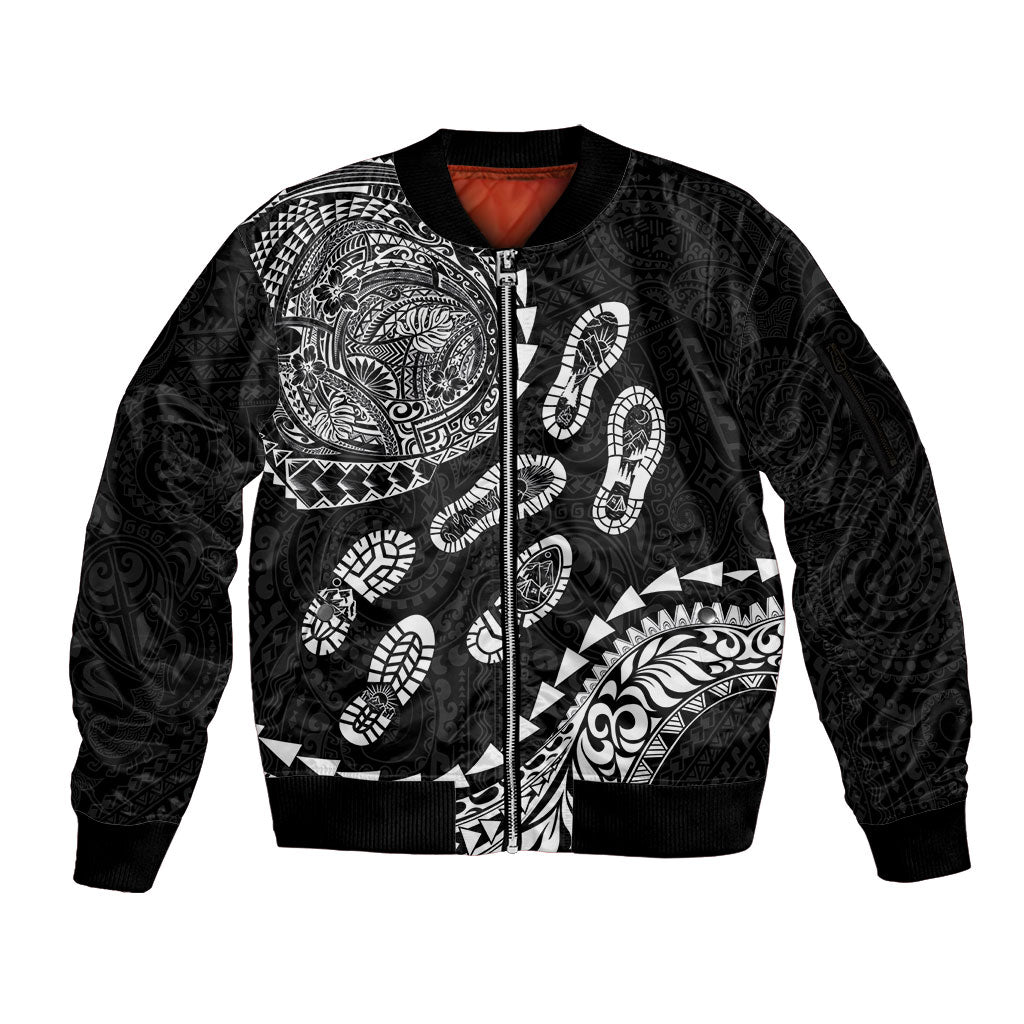 Hawaii Running Sleeve Zip Bomber Jacket Polynesian Tribal Tattoo