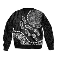 Hawaii Running Sleeve Zip Bomber Jacket Polynesian Tribal Tattoo