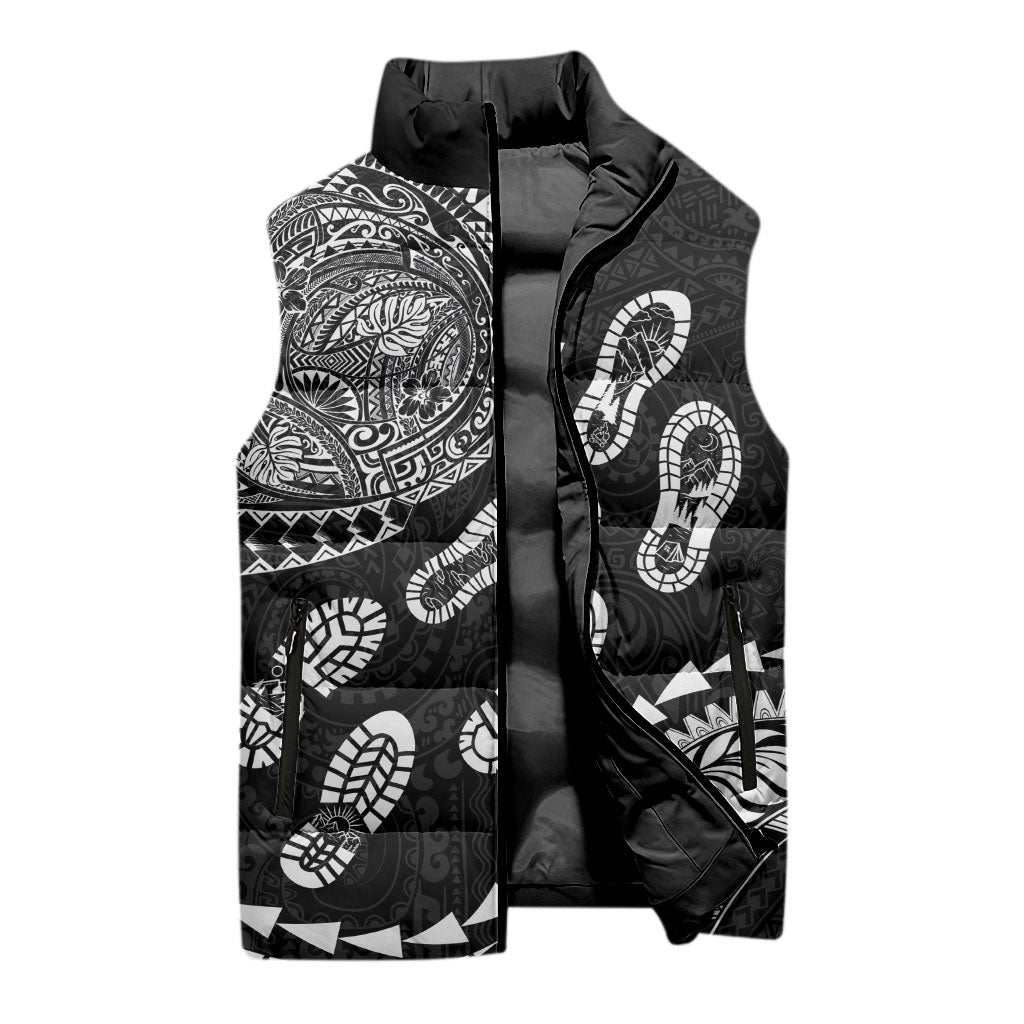 Hawaii Running Sleeveless Puffer Jacket Polynesian Tribal Tattoo