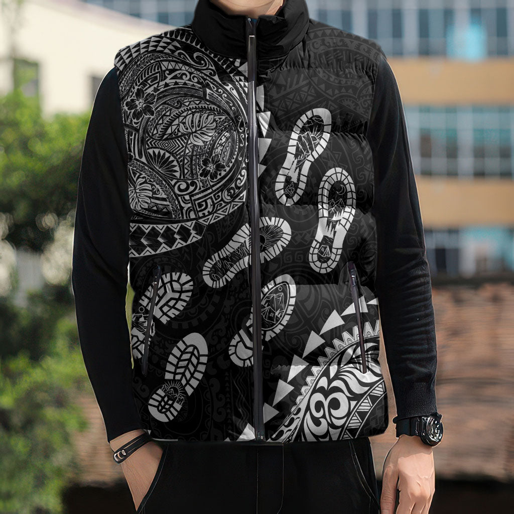 Hawaii Running Sleeveless Puffer Jacket Polynesian Tribal Tattoo