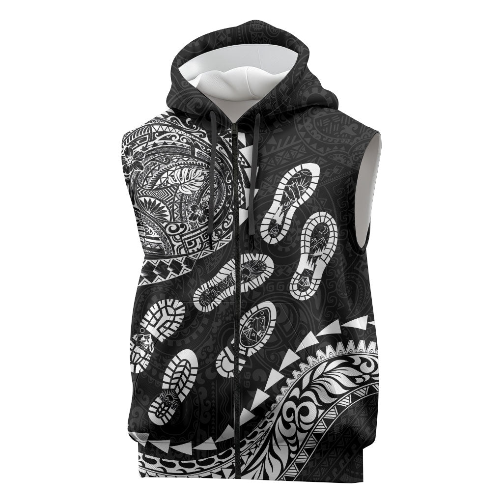 Hawaii Running Sleeveless Zip Hoodie Polynesian Tribal Tattoo