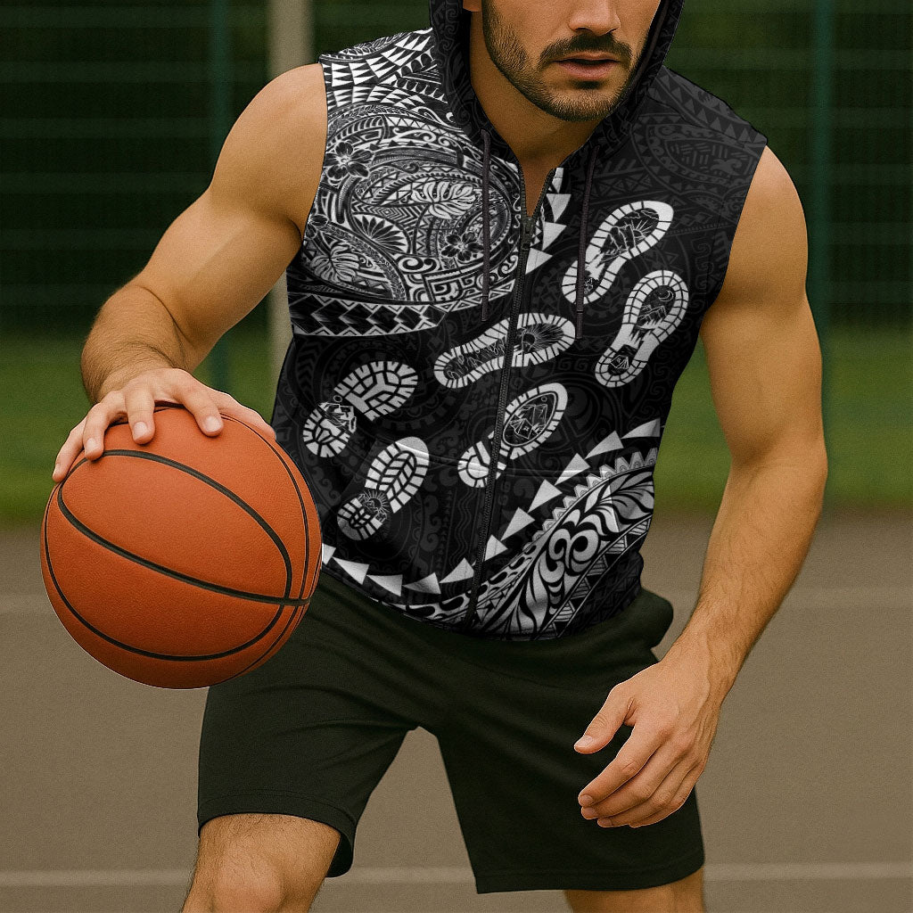 Hawaii Running Sleeveless Zip Hoodie Polynesian Tribal Tattoo