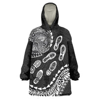 Hawaii Running Wearable Blanket Hoodie Polynesian Tribal Tattoo