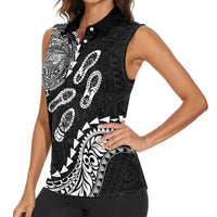 Hawaii Running Women Sleeveless Polo Shirt Polynesian Tribal Tattoo