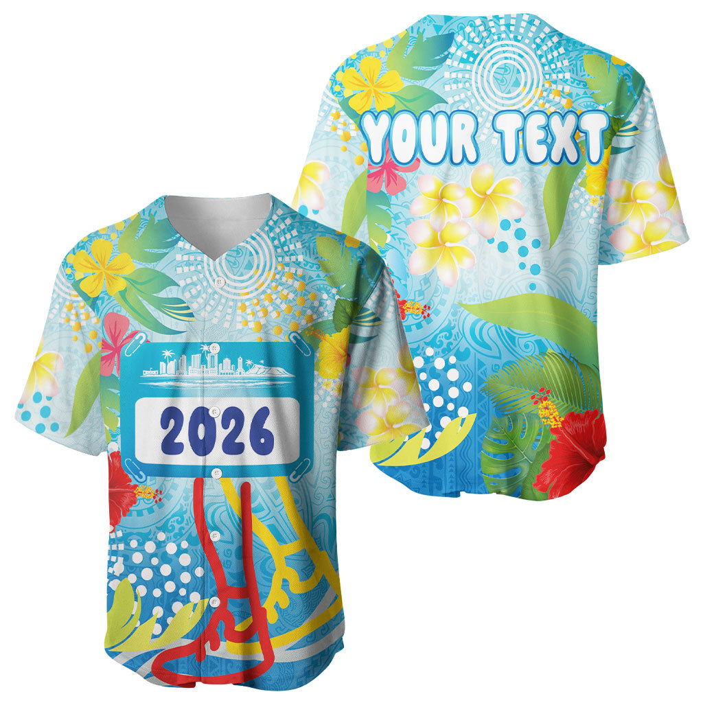 Personalized Hawaii Marathon Baseball Jersey Polynesian Motif Tropical Style