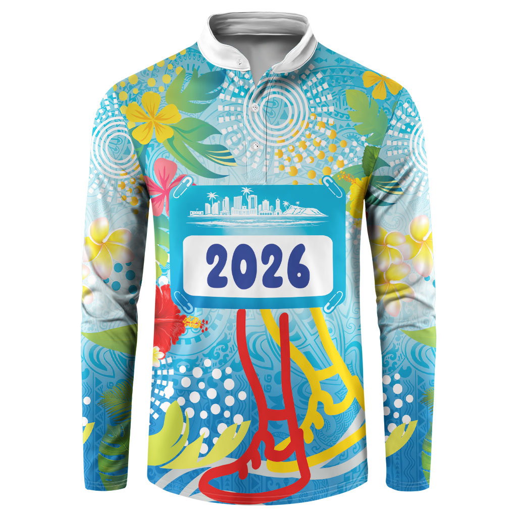 Personalized Hawaii Marathon Button Sweatshirt Polynesian Motif Tropical Style